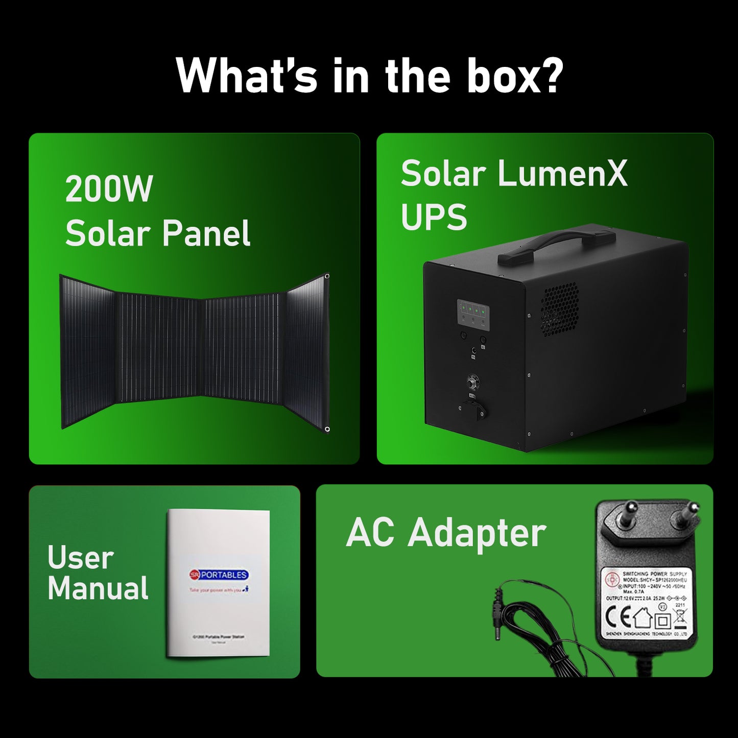 SR Portables Solar LumenX 1280Wh Portable Power Station with 200W Solar Panel for Emergency Light Backup for Home | 1000VA Pure Sine Wave UPS | LiFePO4 Battery | Solar Input Upto 300W