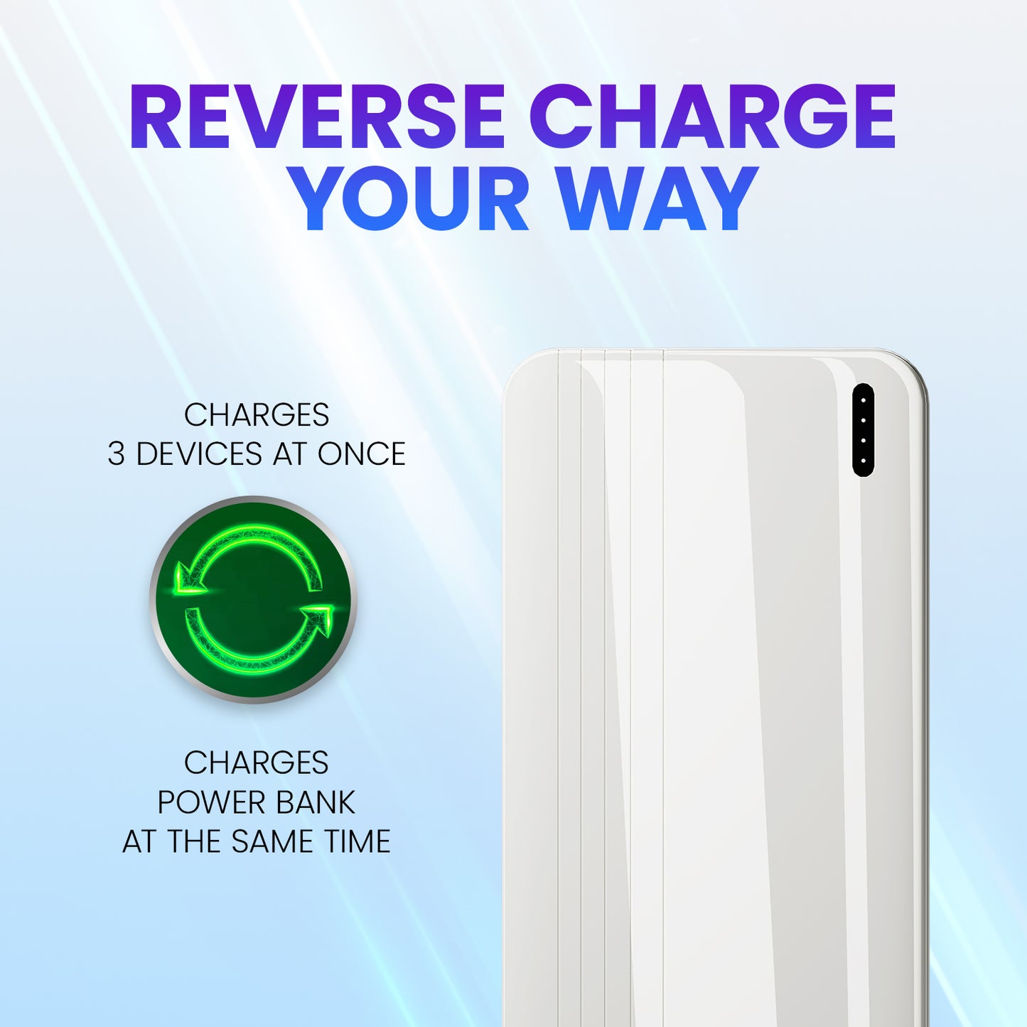 10,000 mAh High-Capacity Power Bank, 22W Fast Power Delivery Charging | Input- Type C | Micro USB | Triple Output