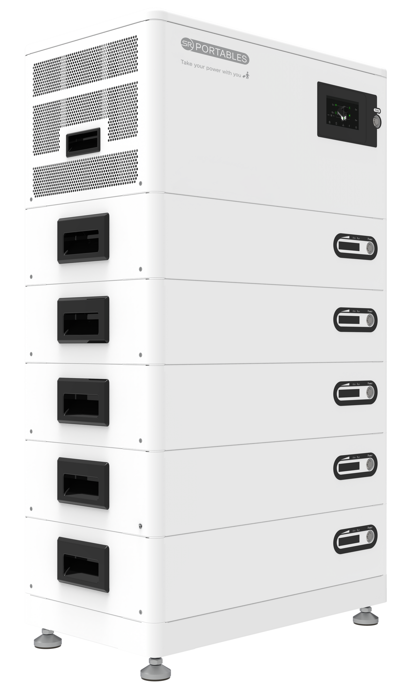 SR Portables Hyperion Solar Inverter System | 426Ah Power Battery| 5/10/15T Options | 5.12kWh Stackable Battery (Up to 8 Units) | 150% Surge Capacity | 5kW Solar Input | 6000+ Cycle Life (White)