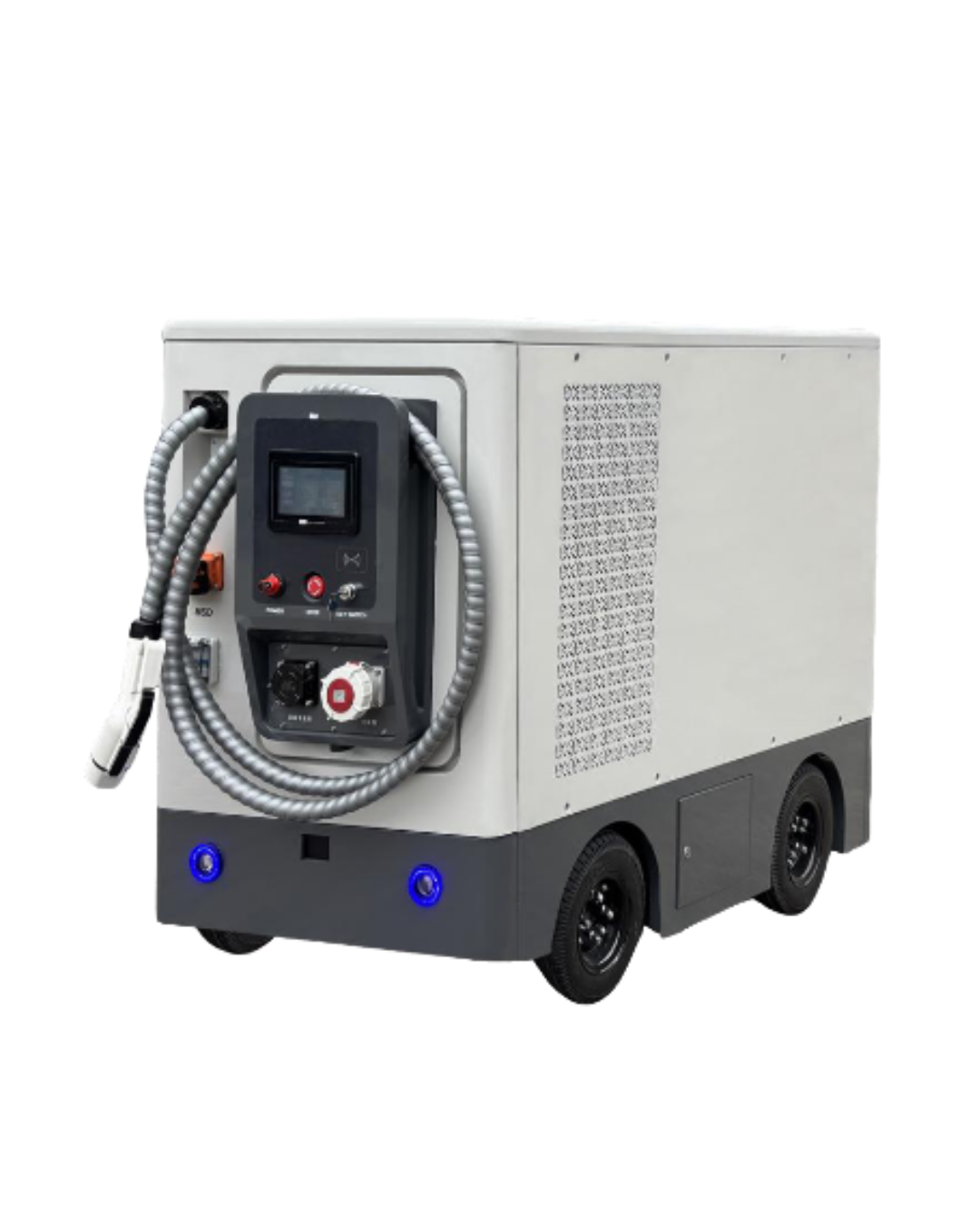 SR Portables Mobile Energy Storage Charging Robot, 65-100 kWh LiFePO₄ Battery, 60-90 kW Output, Wide Voltage 200–1000V, Large 7” Touch Display, GBT / CCS1 / CCS2/ CHAdeMO, Plug & Charge, Remote Control