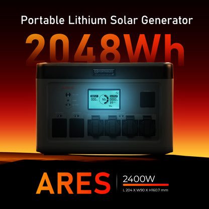 SR Portables Ares 2048Wh Portable Power Station with 800W Solar Output | Emergency Backup for Home | 3 Way Charging Support | LCD Display with 5W LED | Internal Cooling Fan with Overload Protection