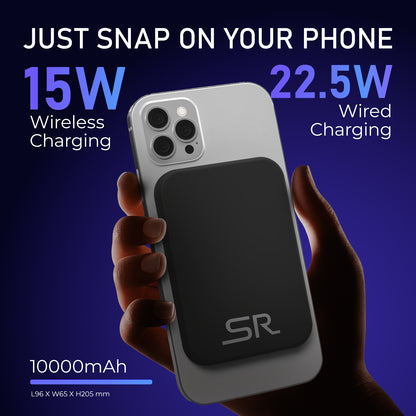 10000mAh Wireless Power Bank | 15W Wireless Fast Charging | Type-C Input & Output | LED Battery Indicator | Slim & Lightweight | Compatible with All Smartphones