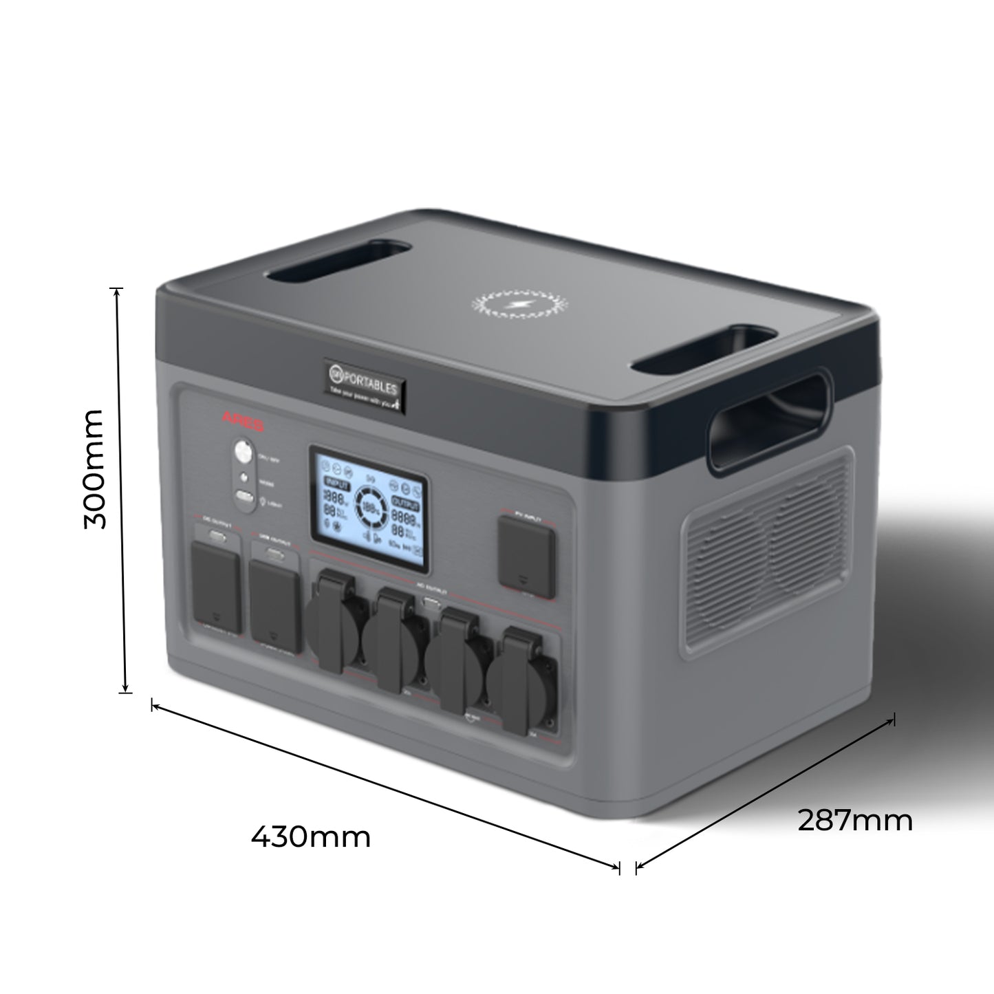SR Portables Ares 2048Wh Portable Power Station with 800W Solar Output | Emergency Backup for Home | 3 Way Charging Support | LCD Display with 5W LED | Internal Cooling Fan with Overload Protection