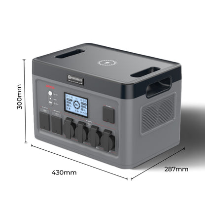 SR Portables Ares 2048Wh Portable Power Station with 800W Solar Output | Emergency Backup for Home | 3 Way Charging Support | LCD Display with 5W LED | Internal Cooling Fan with Overload Protection