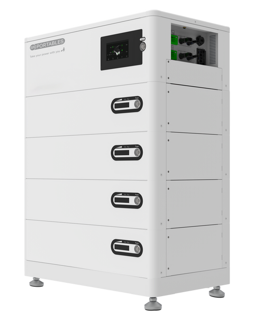SR Portables Hyperion Solar Inverter System | 426Ah Power Battery| 5/10/15T Options | 5.12kWh Stackable Battery (Up to 8 Units) | 150% Surge Capacity | 5kW Solar Input | 6000+ Cycle Life (White)