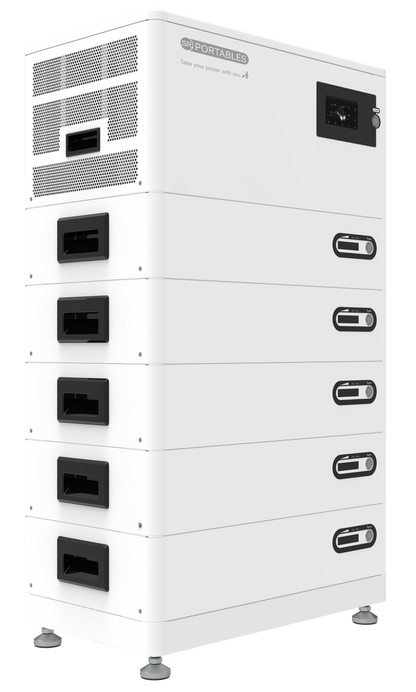 SR Portables Hyperion Solar Inverter System | 426Ah Power Battery| 5/10/15T Options | 5.12kWh Stackable Battery (Up to 8 Units) | 150% Surge Capacity | 5kW Solar Input | 6000+ Cycle Life (White)